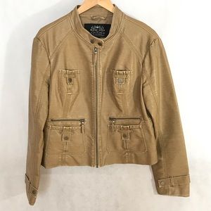 Blanc Noir vegan leather Moto type jacket Xl